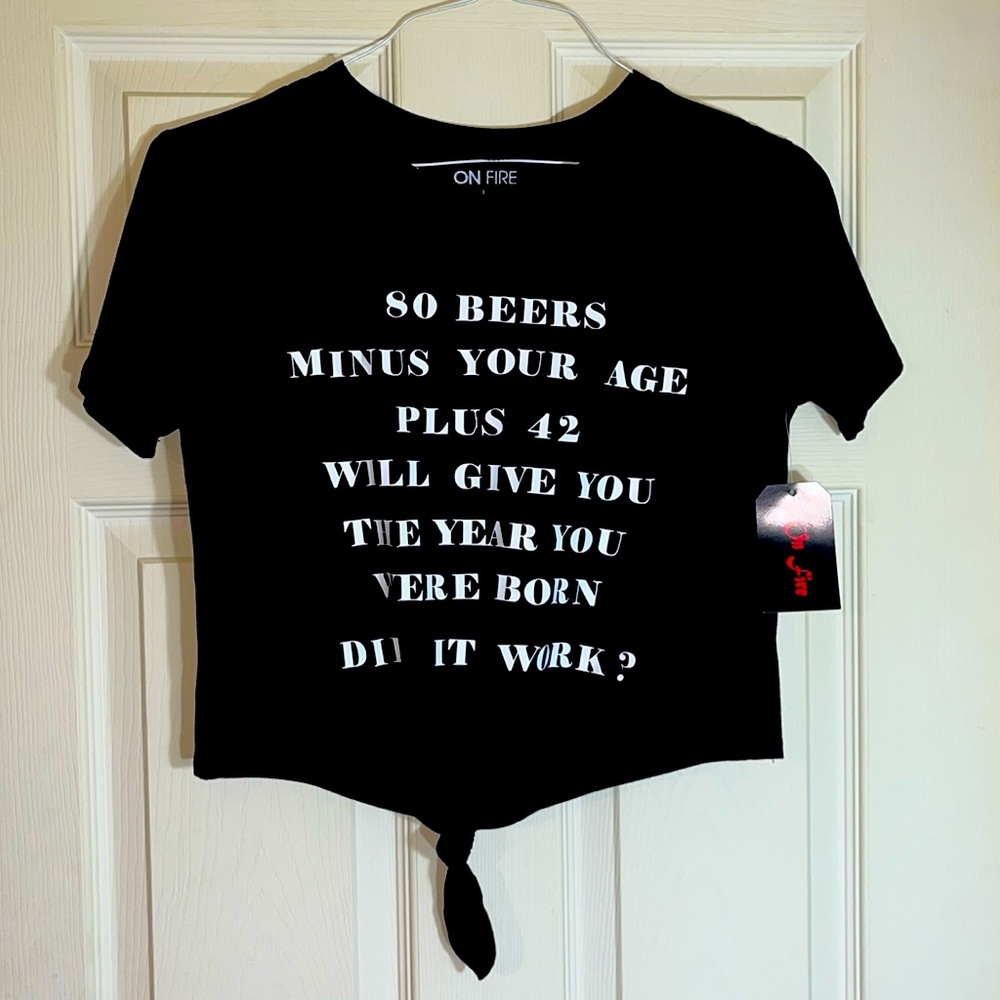 On Fire 100% cotton black custom made graphic t-shirt size: Large